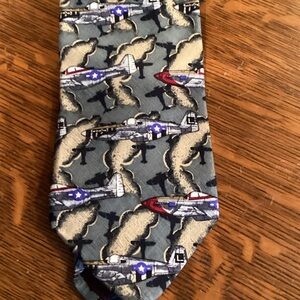 Aviation Themed Tie in Green and Blue